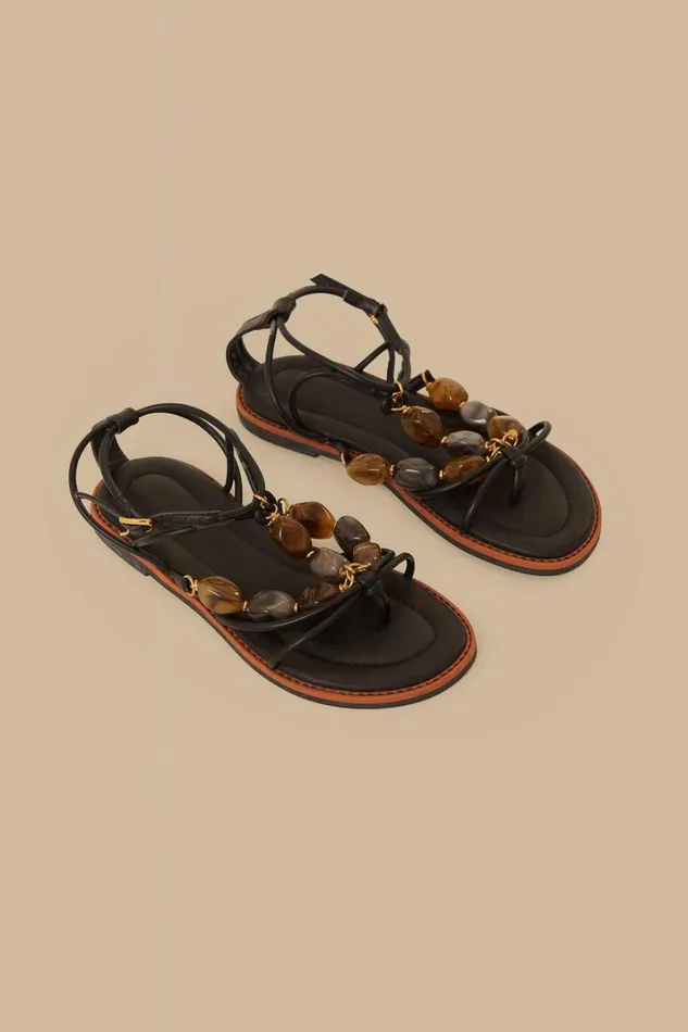 Women Sandals Farm Rio Black Gem Straps Sandal