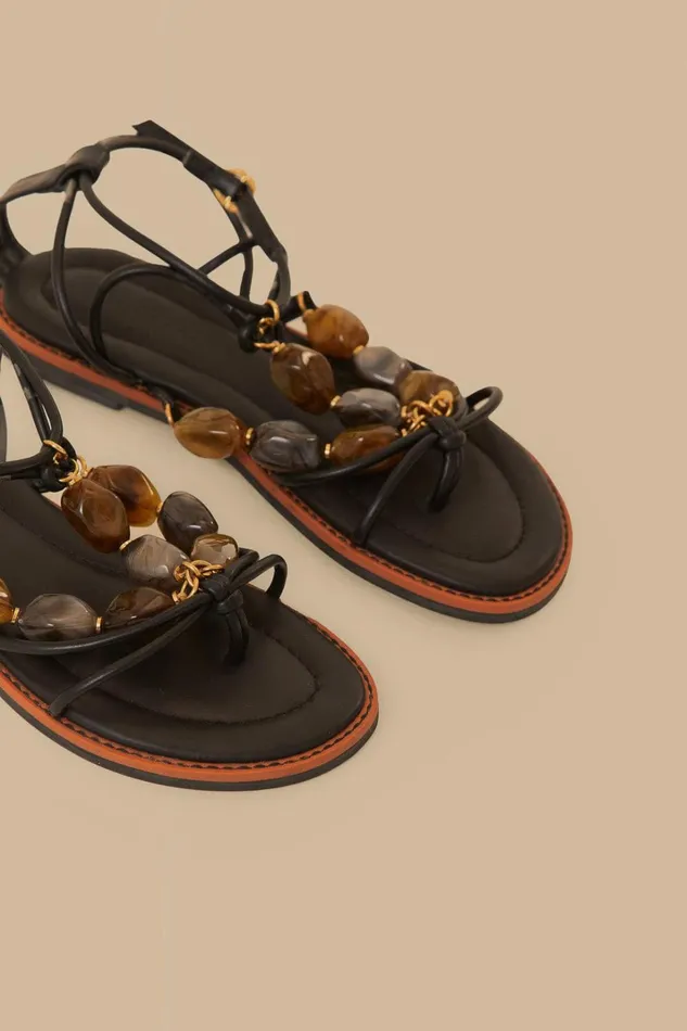 Women Sandals Farm Rio Black Gem Straps Sandal