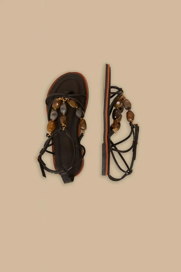 Women Sandals Farm Rio Black Gem Straps Sandal