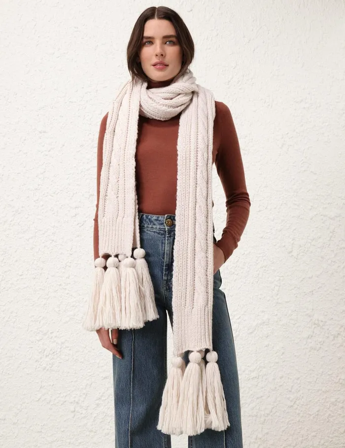 Women Scarves Zimmermann Cable Knit Scarf Cream