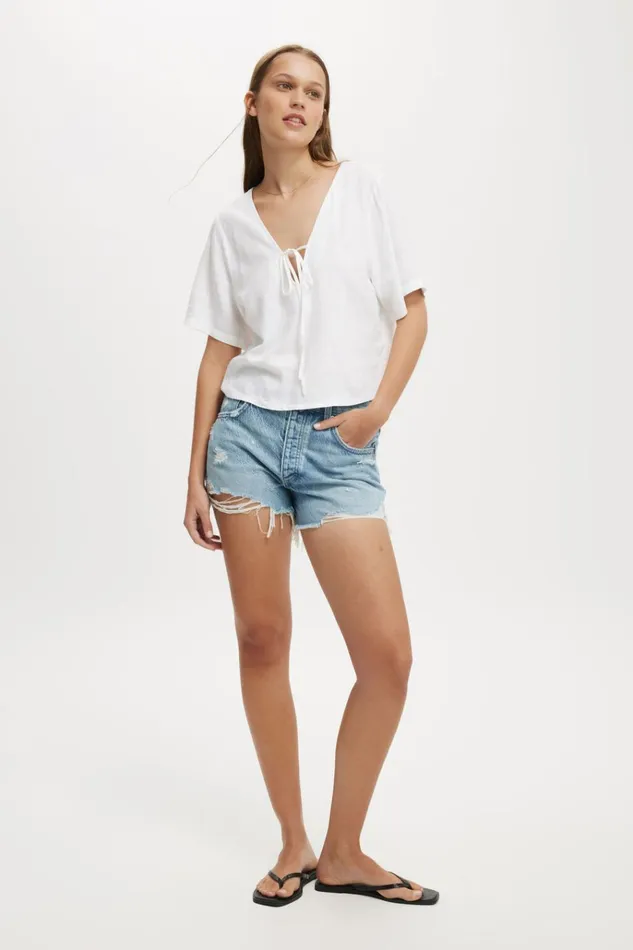 Women Shorts Cotton On Original Cut Off Denim Short Breeze Blue Destroy Women Shorts Cotton On Original Cut Off Denim Short Breeze Blue Destroy