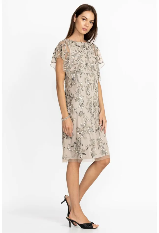 Women Silver Sequin Cocktail Dress Silver Johnny Was Dresses