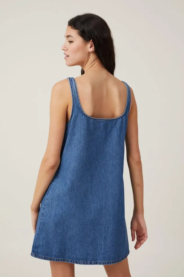 Women Skirts Cotton On Charlie Denim Mini Dress Sea Blue