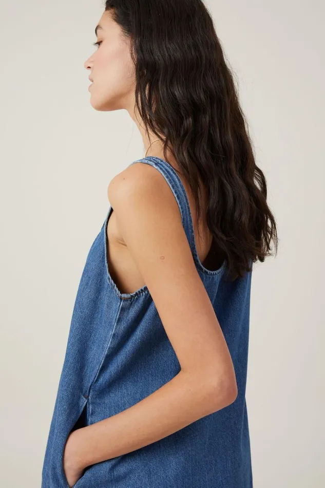 Women Skirts Cotton On Charlie Denim Mini Dress Sea Blue