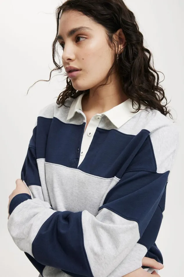 Women Sweats and Hoodies Cotton On Oversized Long Sleeve Polo Grey Marle Winter Night Women Sweats and Hoodies Cotton On Oversized Long Sleeve Polo Grey Marle Winter Night