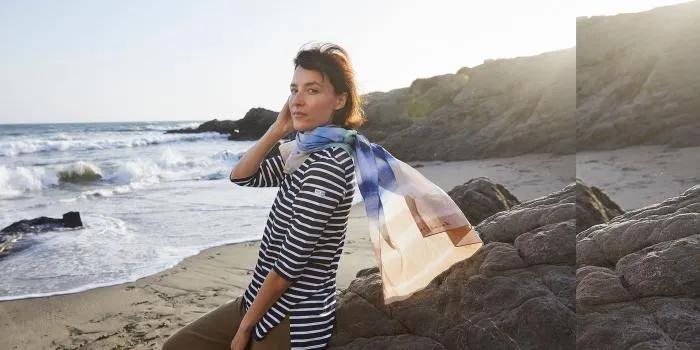 Women The AntiUV Stripes Collection Saint James PHARE Navy White