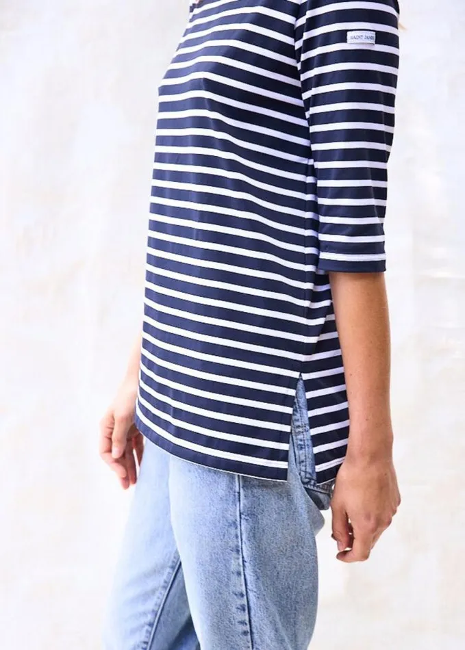 Women The AntiUV Stripes Collection Saint James PHARE Navy White