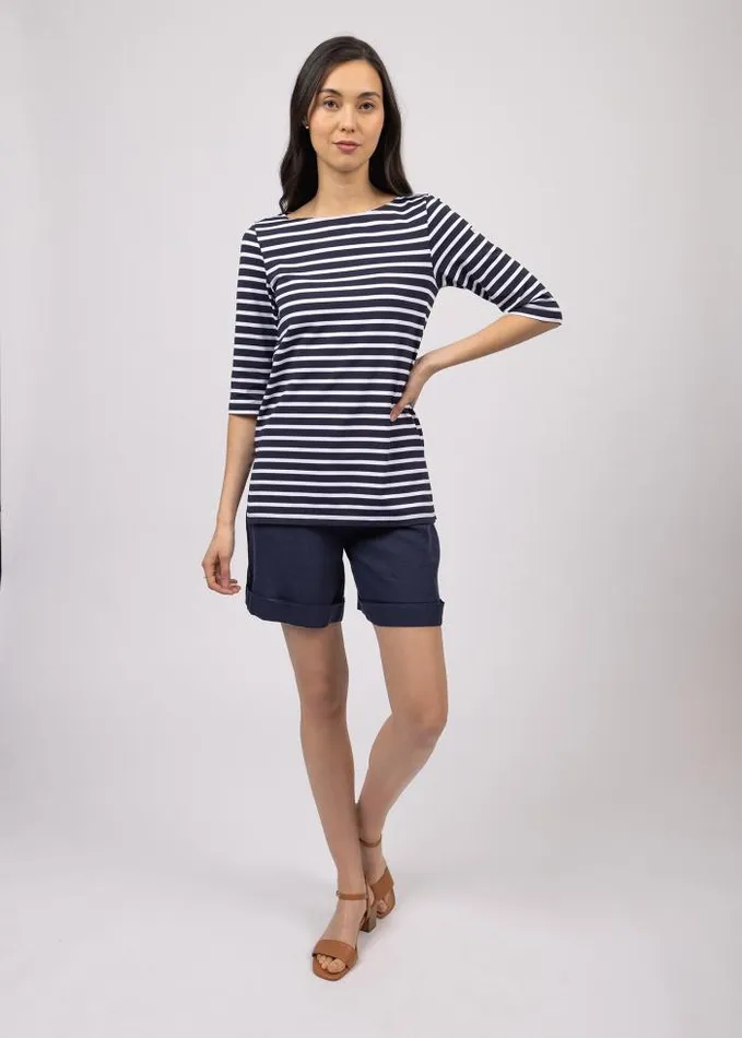 Women The AntiUV Stripes Collection Saint James PHARE Navy White