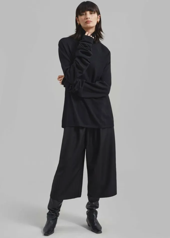 Women The Frankie Shop Logan Wool Extra Long Sleeve Turtleneck 8211 Black Black