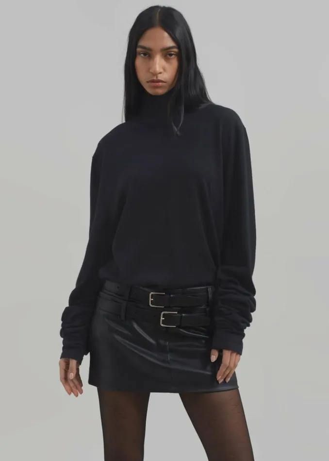 Women The Frankie Shop Logan Wool Extra Long Sleeve Turtleneck 8211 Black Black