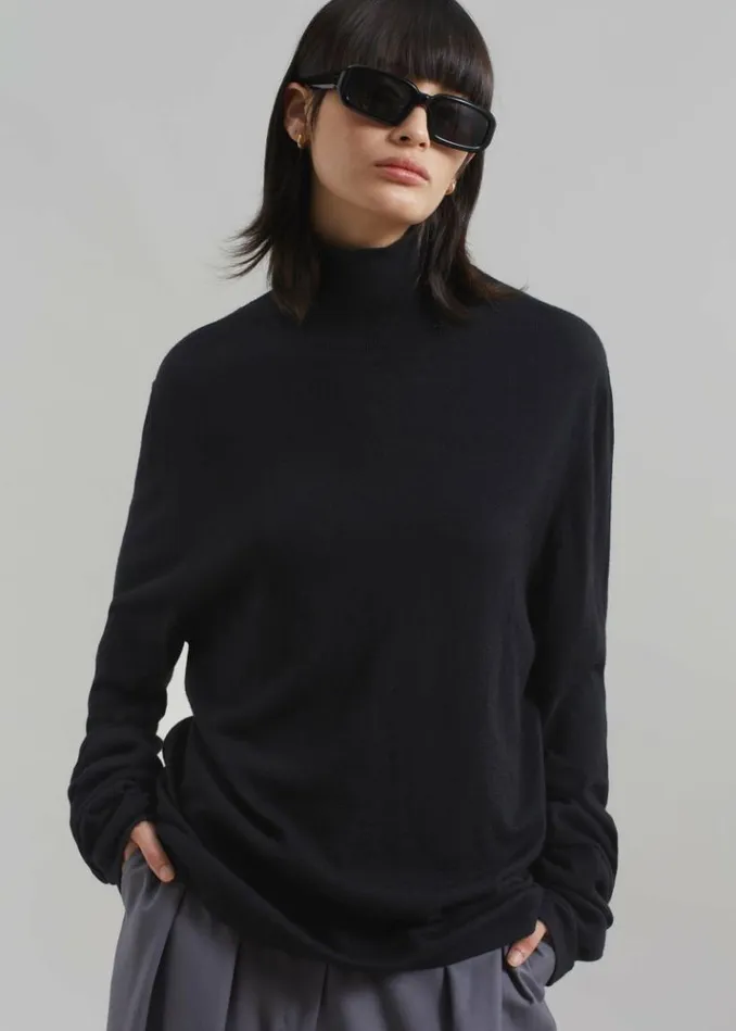 Women The Frankie Shop Logan Wool Extra Long Sleeve Turtleneck 8211 Black Black