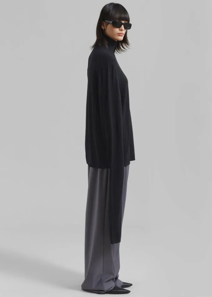 Women The Frankie Shop Logan Wool Extra Long Sleeve Turtleneck 8211 Black Black