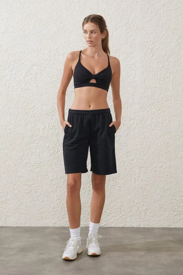 Women Tops Cotton On Active Core Twist Front Crop Black