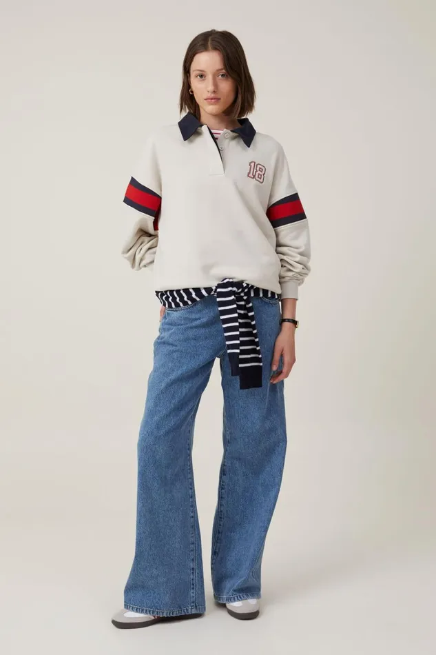 Women Tops Cotton On Graphic Oversized Long Sleeve Polo Monaco Light Stone Crimson Women Tops Cotton On Graphic Oversized Long Sleeve Polo Monaco Light Stone Crimson