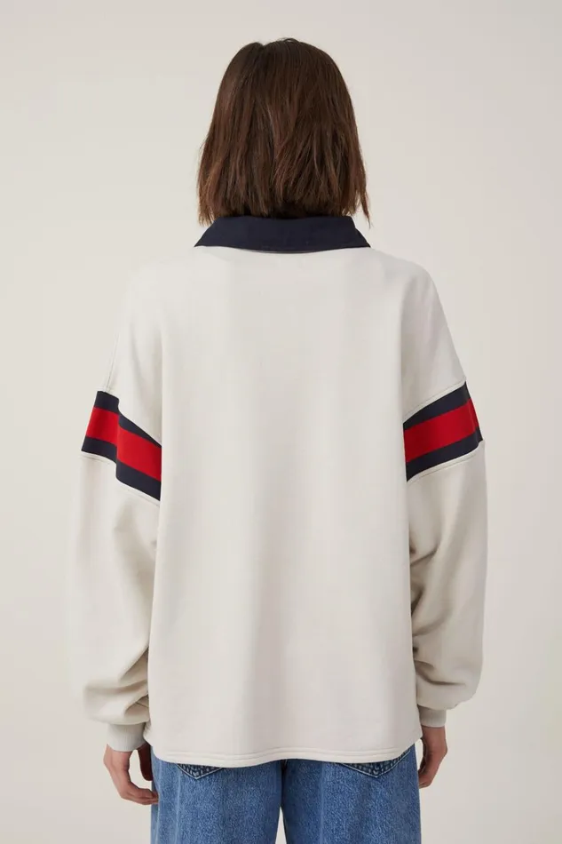Women Tops Cotton On Graphic Oversized Long Sleeve Polo Monaco Light Stone Crimson Women Tops Cotton On Graphic Oversized Long Sleeve Polo Monaco Light Stone Crimson