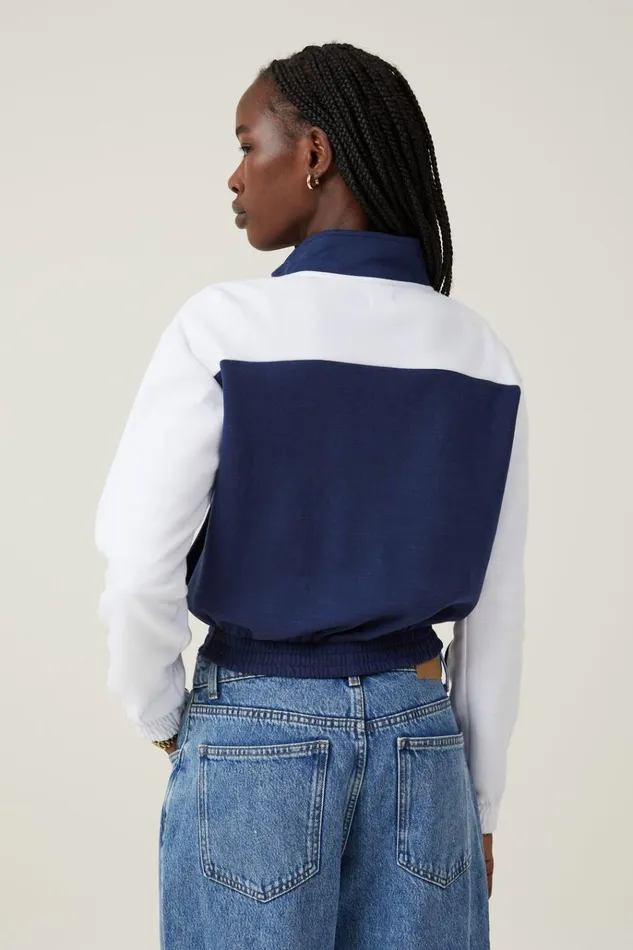 Women Tops Cotton On Retro Sporty Cropped Zip Through Deep Indigo Crimson White Women Tops Cotton On Retro Sporty Cropped Zip Through Deep Indigo Crimson White