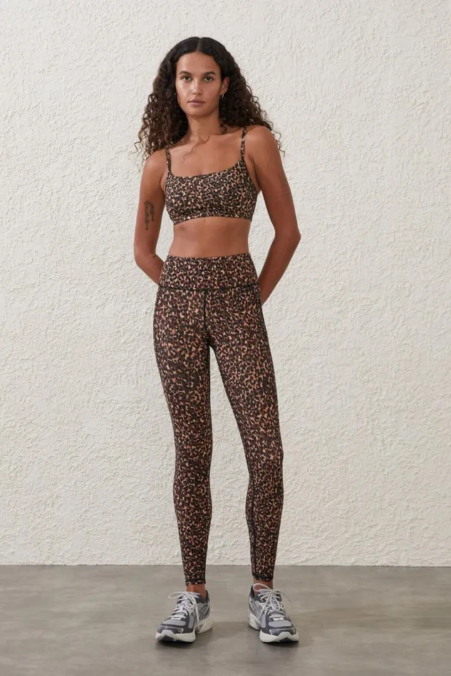Women Tops Cotton On Workout Yoga Crop Georgie Leopard Brown Women Tops Cotton On Workout Yoga Crop Georgie Leopard Brown