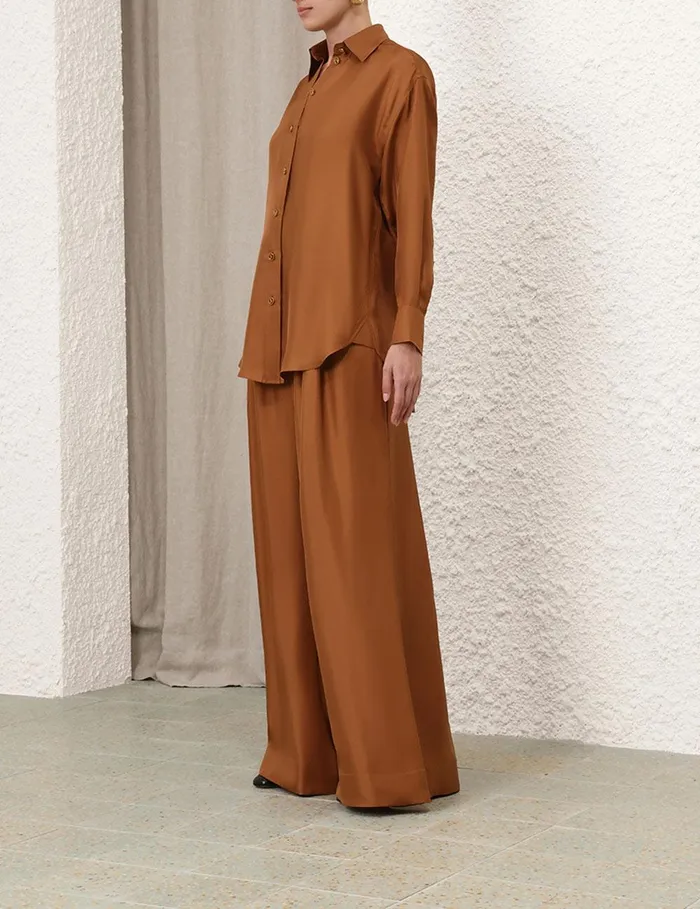 Women Tops Zimmermann Illustration Relaxed Shirt Cognac