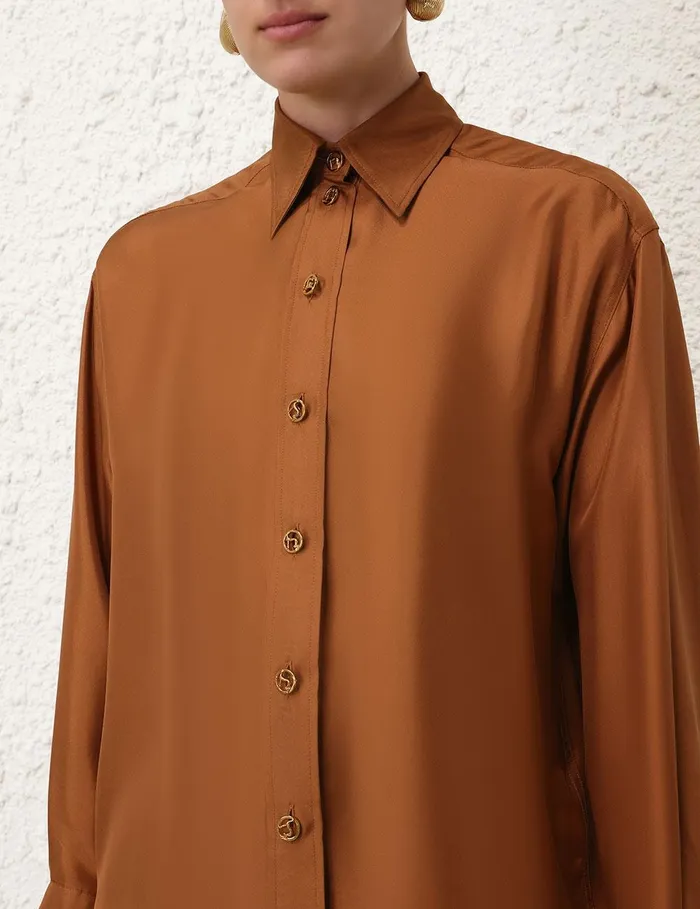 Women Tops Zimmermann Illustration Relaxed Shirt Cognac