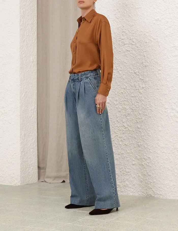 Women Tops Zimmermann Illustration Relaxed Shirt Cognac