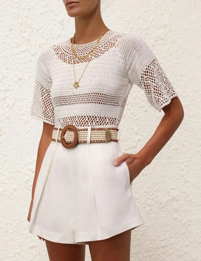 Women Tops Zimmermann Ottie Crochet Top Ivory