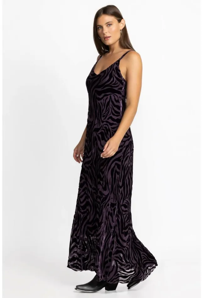 Women Twilight Silk Maxi Dress Eggplant Johnny Was Dresses