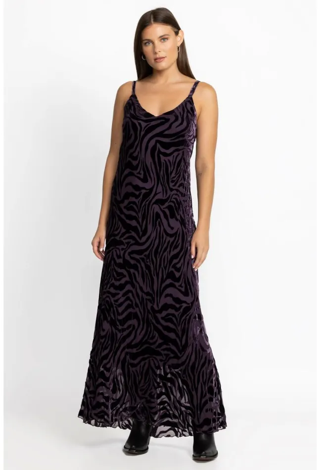 Women Twilight Silk Maxi Dress Eggplant Johnny Was Dresses