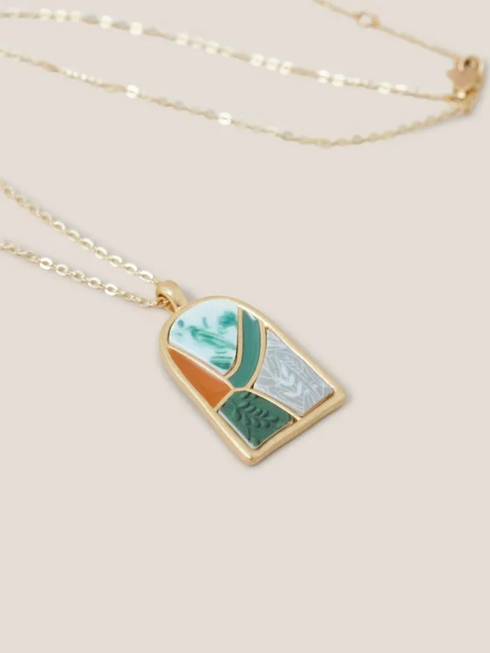 Women White Stuff Jewellery Pebble Mosaic Tile Necklace Green Multi Women White Stuff Jewellery Pebble Mosaic Tile Necklace Green Multi