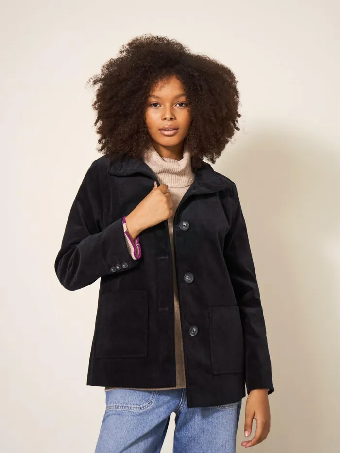 Women White Stuff Partywear Karla Velvet Peacoat Pure Black