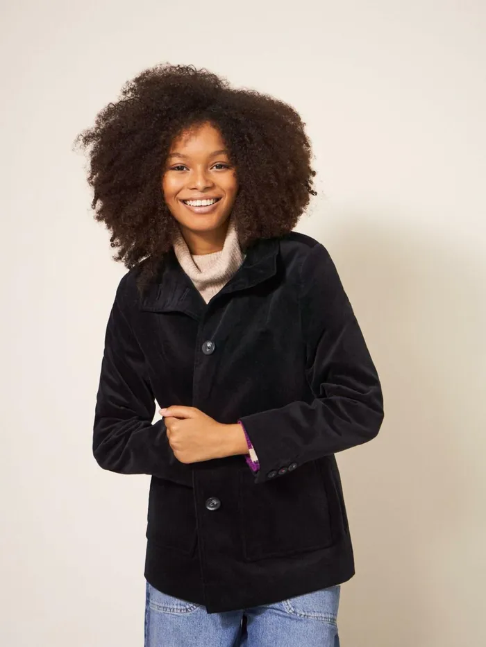 Women White Stuff Partywear Karla Velvet Peacoat Pure Black Women White Stuff Partywear Karla Velvet Peacoat Pure Black