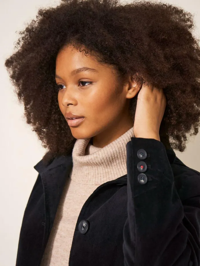 Women White Stuff Partywear Karla Velvet Peacoat Pure Black Women White Stuff Partywear Karla Velvet Peacoat Pure Black
