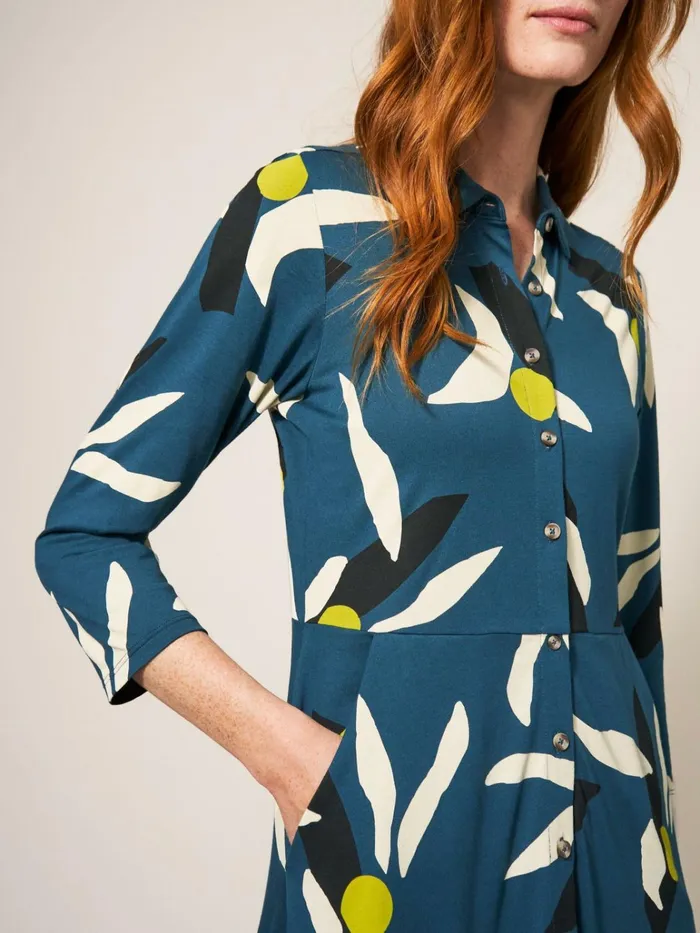 Women White Stuff Petite Clothing Rua Printed Midi Dress Teal Multi Women White Stuff Petite Clothing Rua Printed Midi Dress Teal Multi