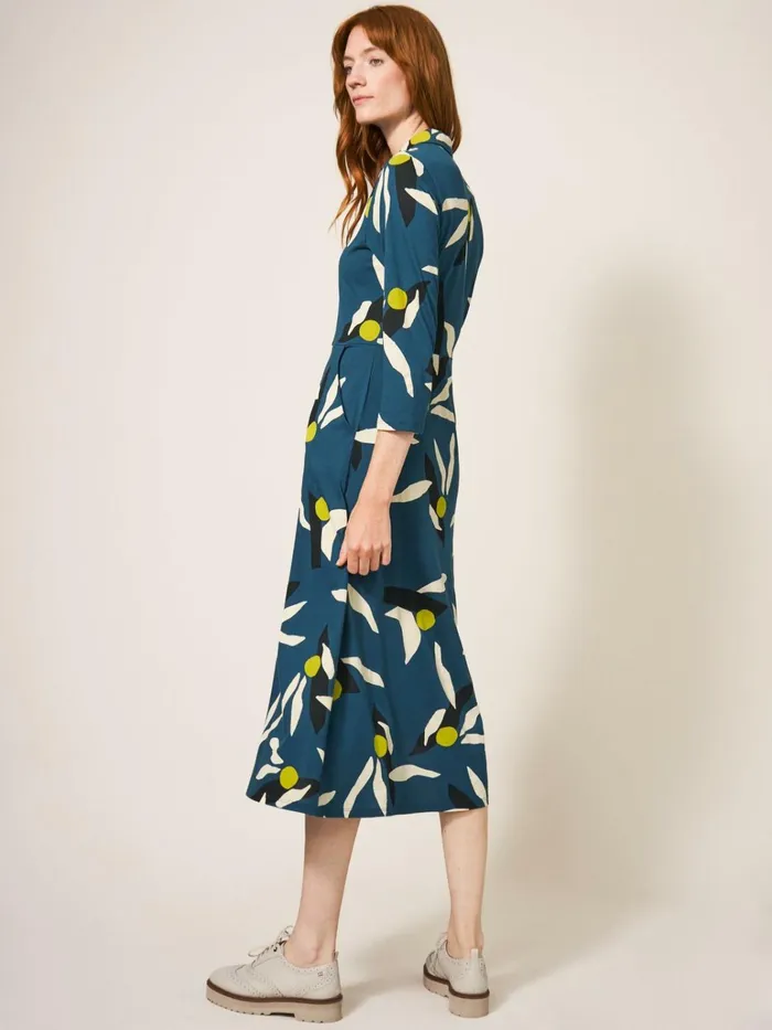 Women White Stuff Petite Clothing Rua Printed Midi Dress Teal Multi Women White Stuff Petite Clothing Rua Printed Midi Dress Teal Multi