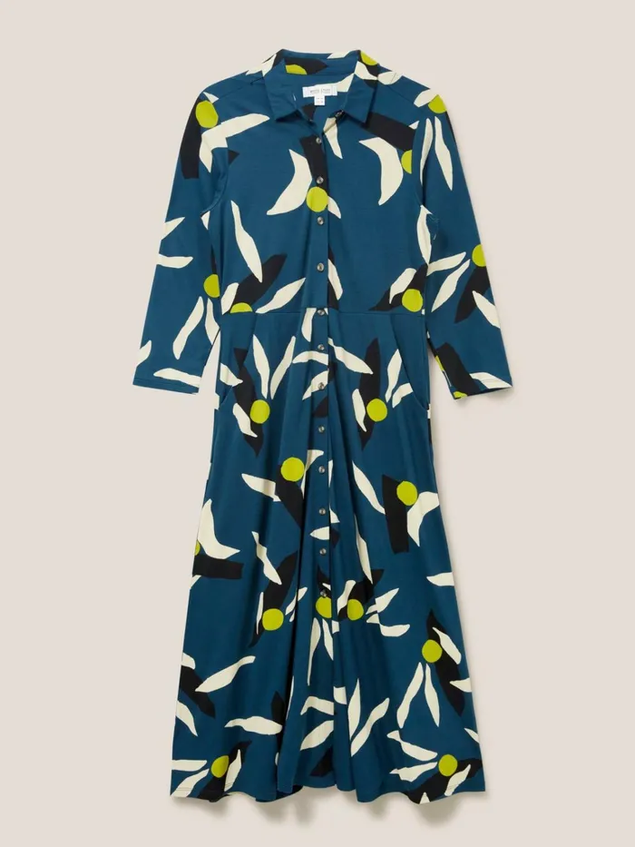 Women White Stuff Petite Clothing Rua Printed Midi Dress Teal Multi Women White Stuff Petite Clothing Rua Printed Midi Dress Teal Multi