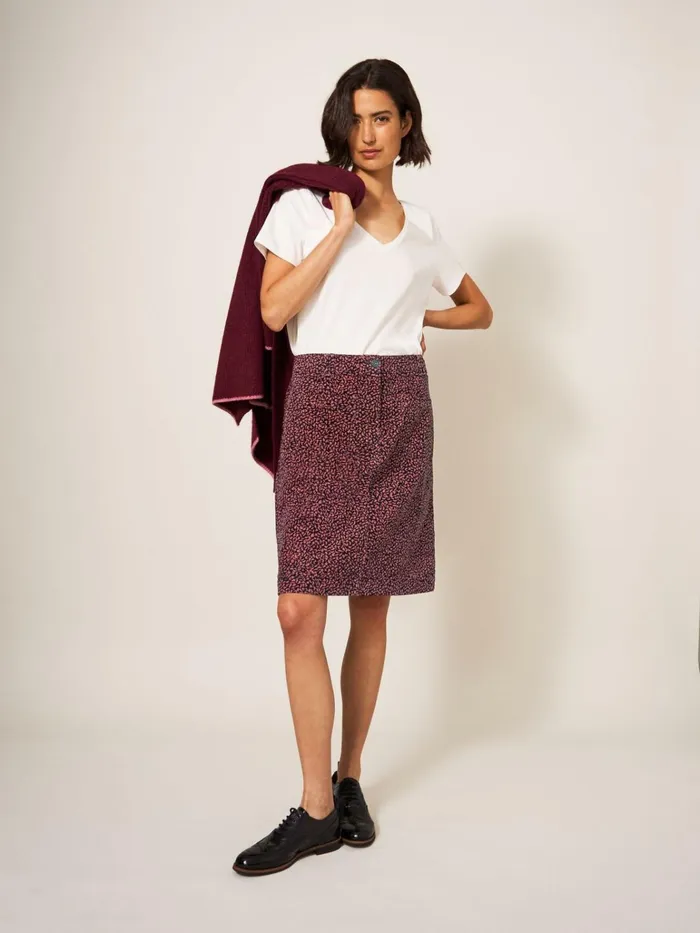 Women White Stuff Skirts Melody Organic Cord Skirt Pink Multi Women White Stuff Skirts Melody Organic Cord Skirt Pink Multi
