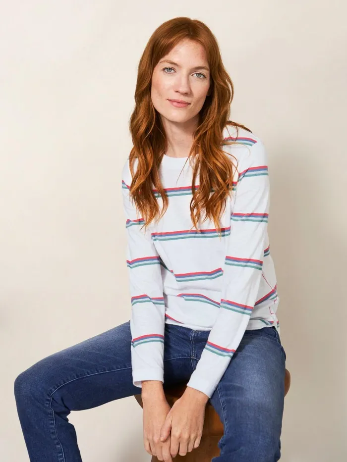 Women White Stuff Tops And Tshirts Cassie Stripe TShirt White Multi