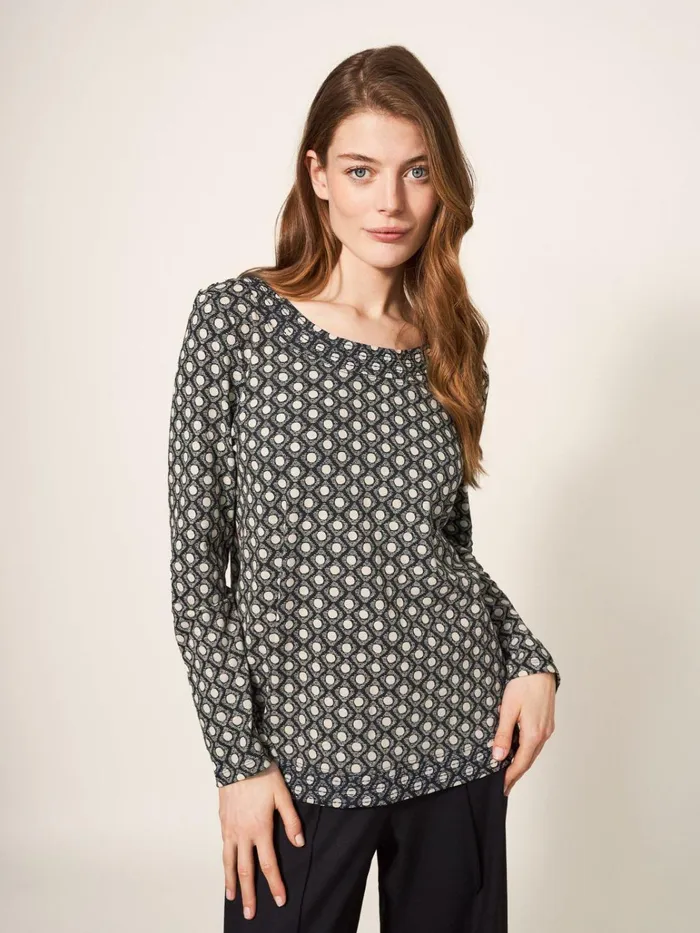 Women White Stuff Tops And Tshirts LONG SLEEVE WEAVER TEE Black Multi Women White Stuff Tops And Tshirts LONG SLEEVE WEAVER TEE Black Multi
