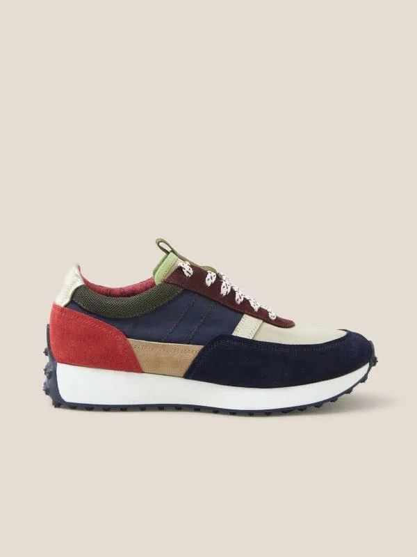 Women White Stuff Trainers Retro Lace Up Runner Navy Multi