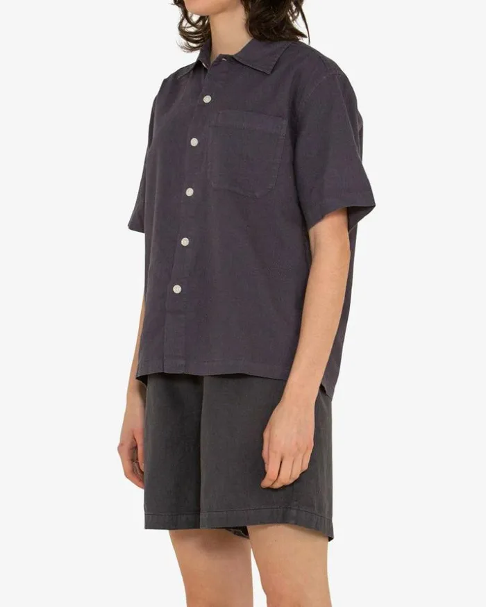 Womens Deus Ex Machina Shirts Onnie Short Sleeve Shirt 8211 Shadow Grey Shadow Grey Womens Deus Ex Machina Shirts Onnie Short Sleeve Shirt 8211 Shadow Grey Shadow Grey