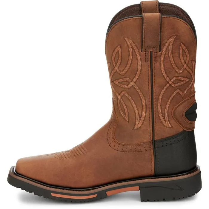 Work Men Justin Boots Dallen 11034 Nano Composite Toe Waterproof Work Boot Brown