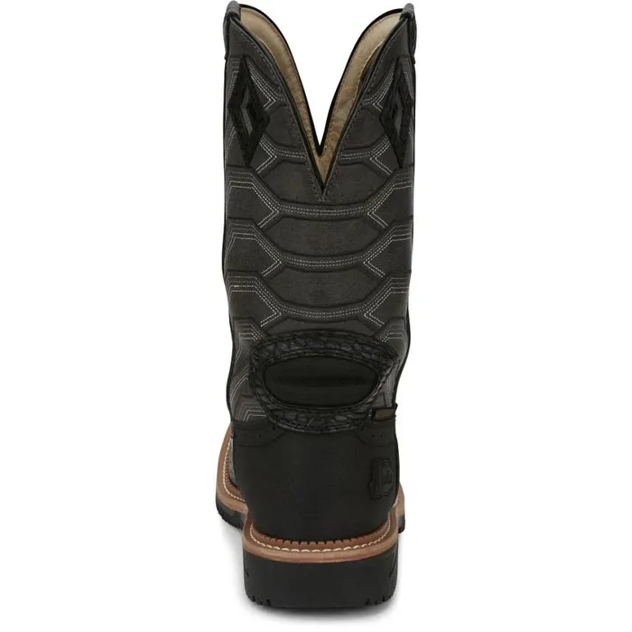 Work Men Justin Boots Derrickman 12034 Composite Toe Waterproof Work Boot Charcoal Croc Print 040black041