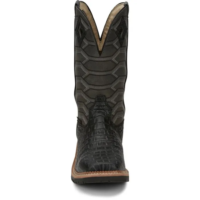 Work Men Justin Boots Derrickman 12034 Composite Toe Waterproof Work Boot Charcoal Croc Print 040black041