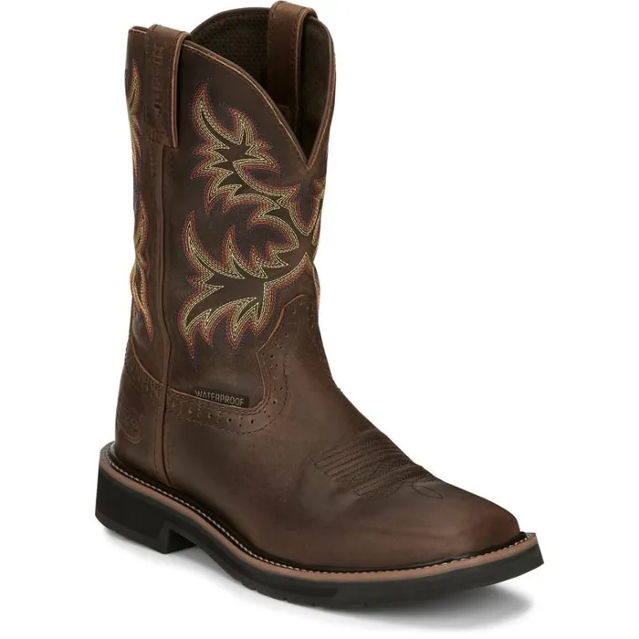 Work Men Justin Boots Driller 11034 Waterproof Work Boot Tan 040brown041