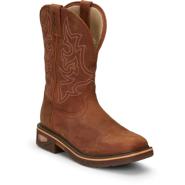 Work Men Justin Boots Resistor 11034 Waterproof Work Boot Russet 040brown041