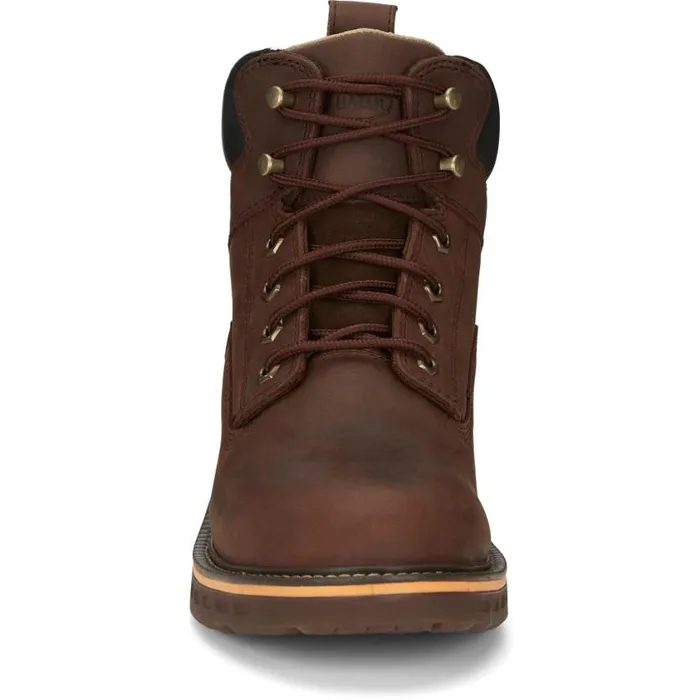 Work Men Justin Boots Resistor 6034 Waterproof Lace Up Work Boot Hickory Brown 040brown041