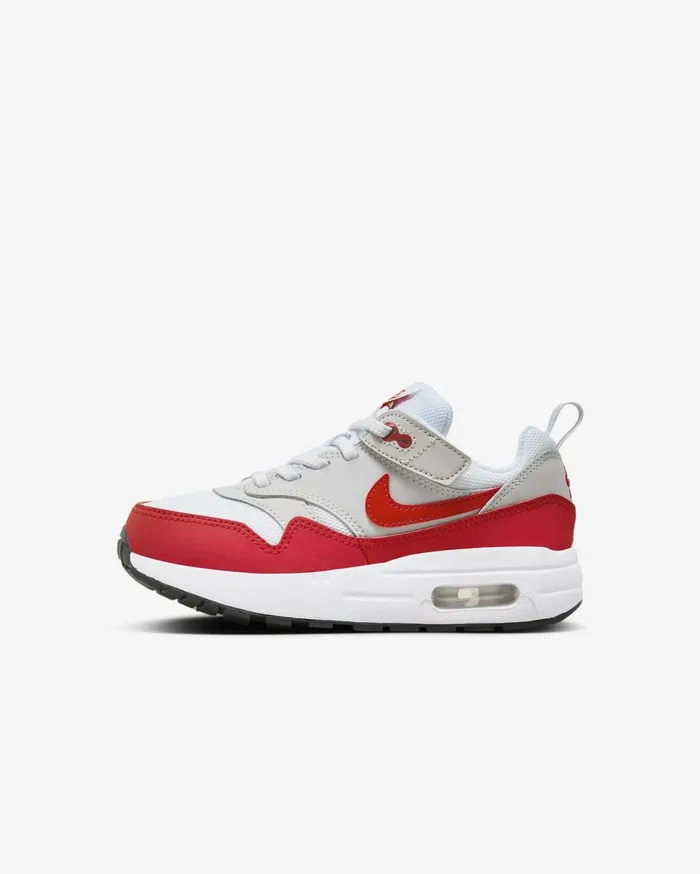 Younger Kids 3 8211 7 Years Kids Nike Air Max 1 EasyOn Neutral Greywhiteblackuniversity Red Younger Kids 3 8211 7 Years Kids Nike Air Max 1 EasyOn Neutral Greywhiteblackuniversity Red